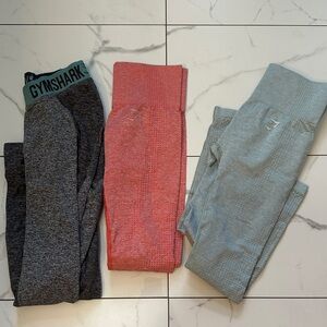 Gymshark women’s Leggings - Charcoal, Coral, Light Gray